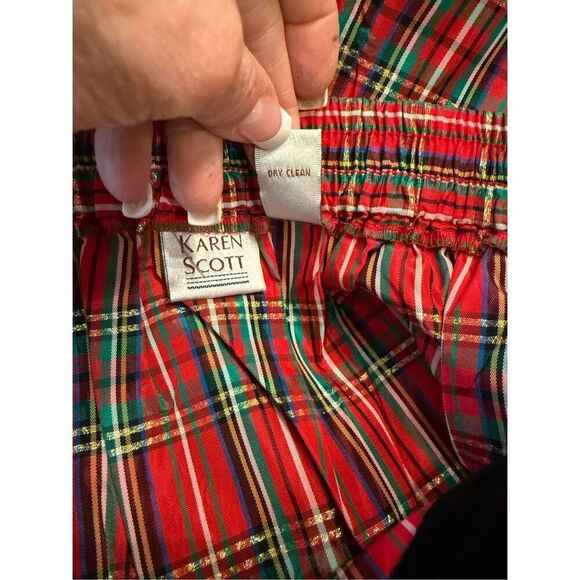 Karen Scott Tartan Plaid Skirt Sz. 16 Satin Midi/Ankle Length Pull On Holidays - Picture 9 of 9
